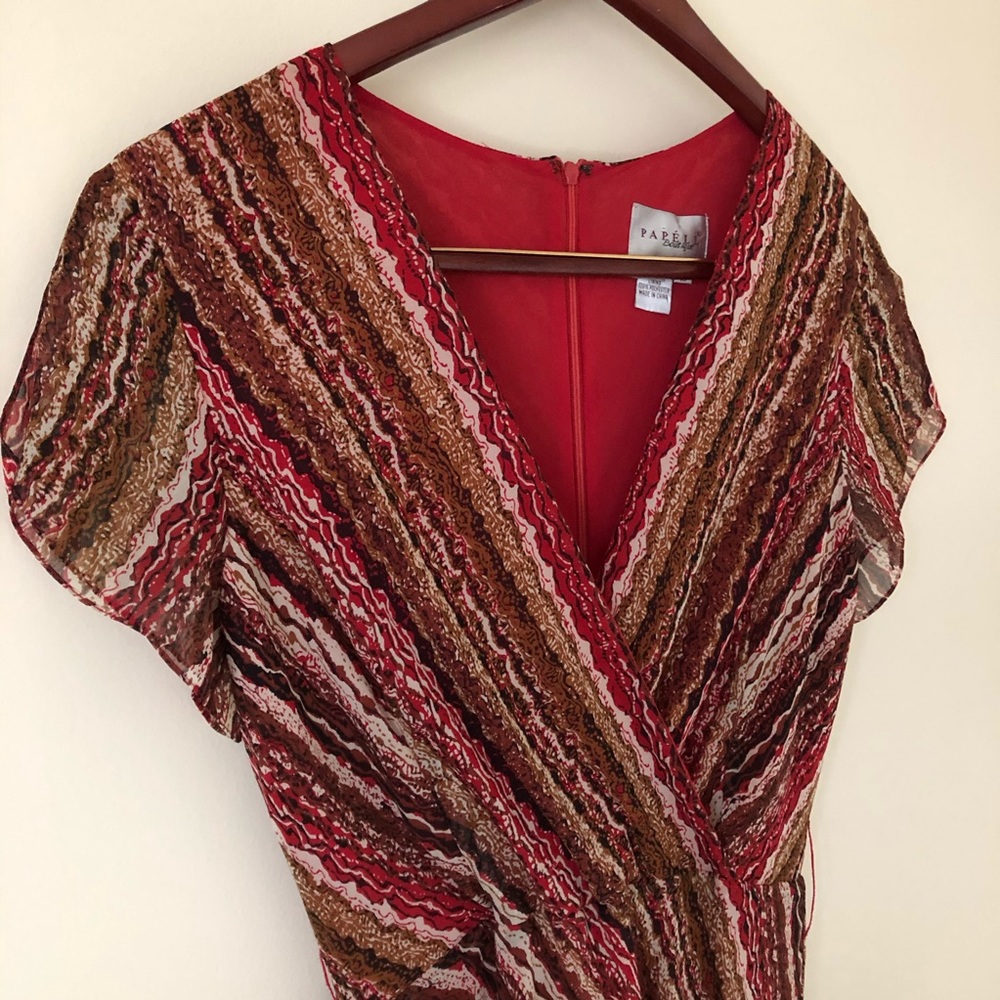 Papell Boutique Silk Wrap Midi Dress Size 10